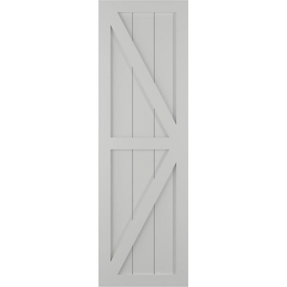 12 in. x 79 in. PVC Two Equal Panel Farmhouse Fixed Board and Batten Shutters with Z-Bar, Hailstorm Gray (Per Pair) price history on PriceWatchPro