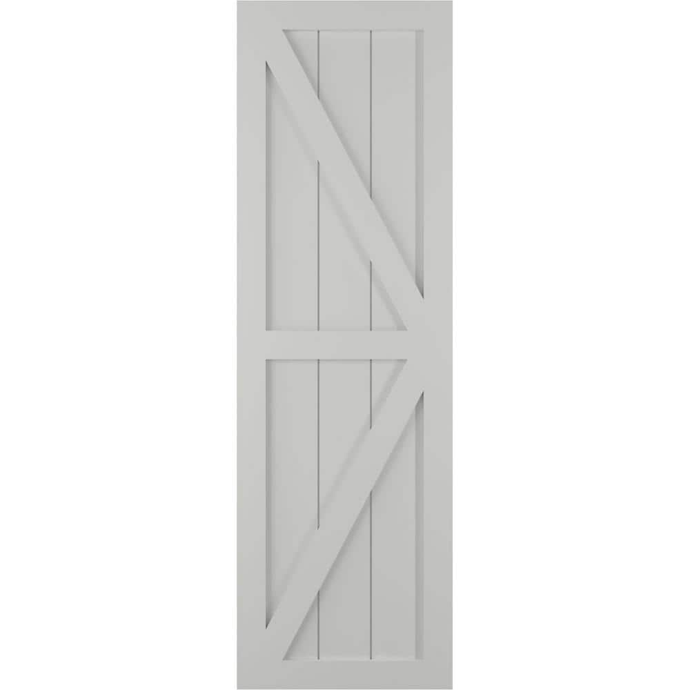 15 in. x 52 in. PVC Two Equal Panel Farmhouse Fixed Mount Board and Batten Shutters with Z-Bar Pair in Hailstorm Gray price history on PriceWatchPro