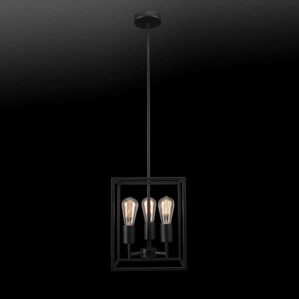 Heath 3-Light Matte Black Convertible Chandelier to Flush Mount Ceiling Light