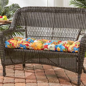 Aloha Floral Red Rectangle Outdoor Bench/Swing Cushion