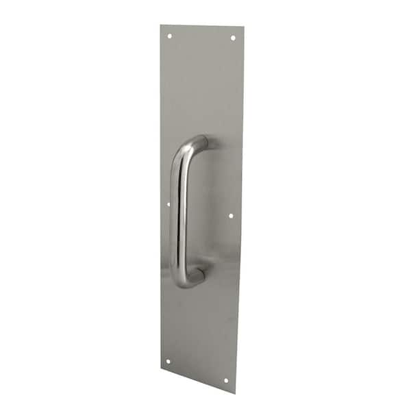 Prime-Line 4 in. x 16 in. Stainless Steel, Round Handle Door Pull Plate J  4643 - The Home Depot