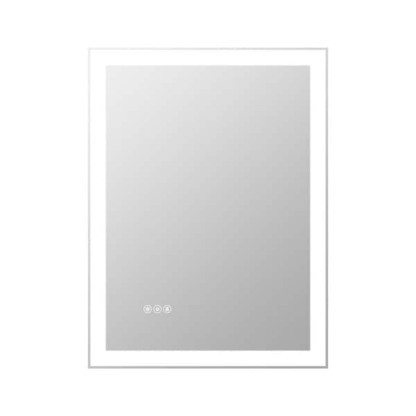 Unbranded 24 in. W x 32 in. H Rectangular Frameless Wall-Mounted Bathroom Vanity Mirror with Anti-Fog LED Light in Silver