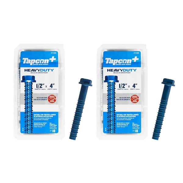 1/2 in. x 4 in. Steel Hex-Washer-Head Indoor/Outdoor Large Diameter Concrete Anchors Combo Kit Includes 2 (10-Pack)