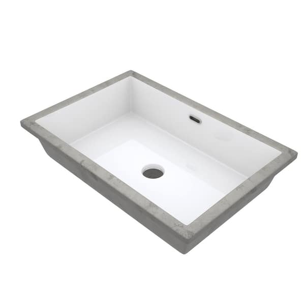 23.6 in. L x 15.5 in. W Rectangle Undermount Bathroom Sink in White Porcelain Ceramic with Overflow