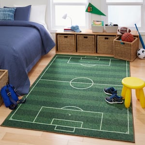 Soccer Field Green 8 ft. x 10 ft. Contemporary Area Rug
