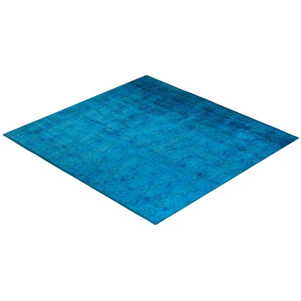 Overdyed Blue 8 ft. x 8 ft. 4 in. Wool Indoor Area Rug