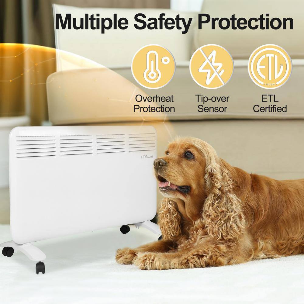 White 1500W Electric Convection Heater with Digital Thermostat