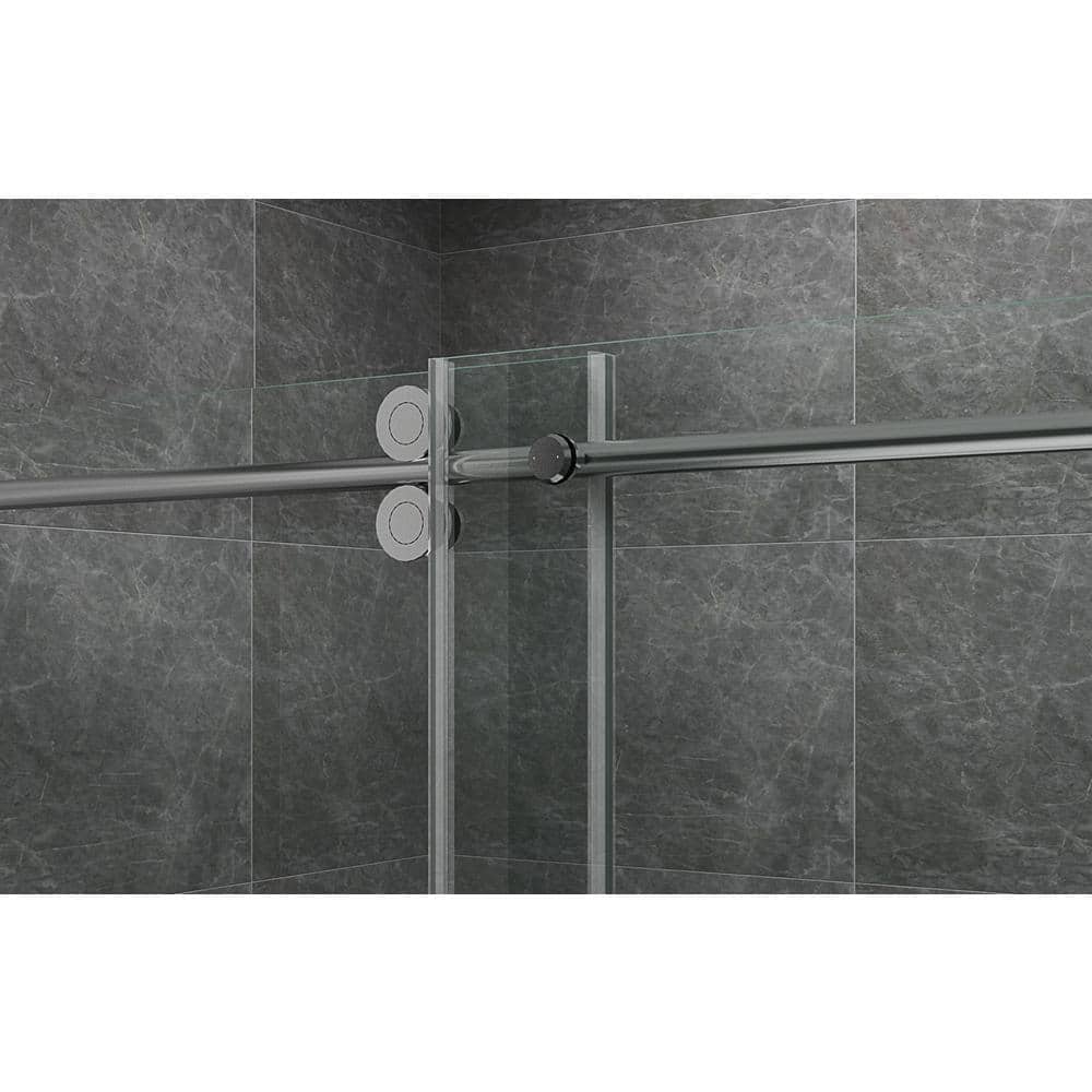 Langham 60'' x 75'' Frameless Clear Tempered Glass Sliding Shower Door