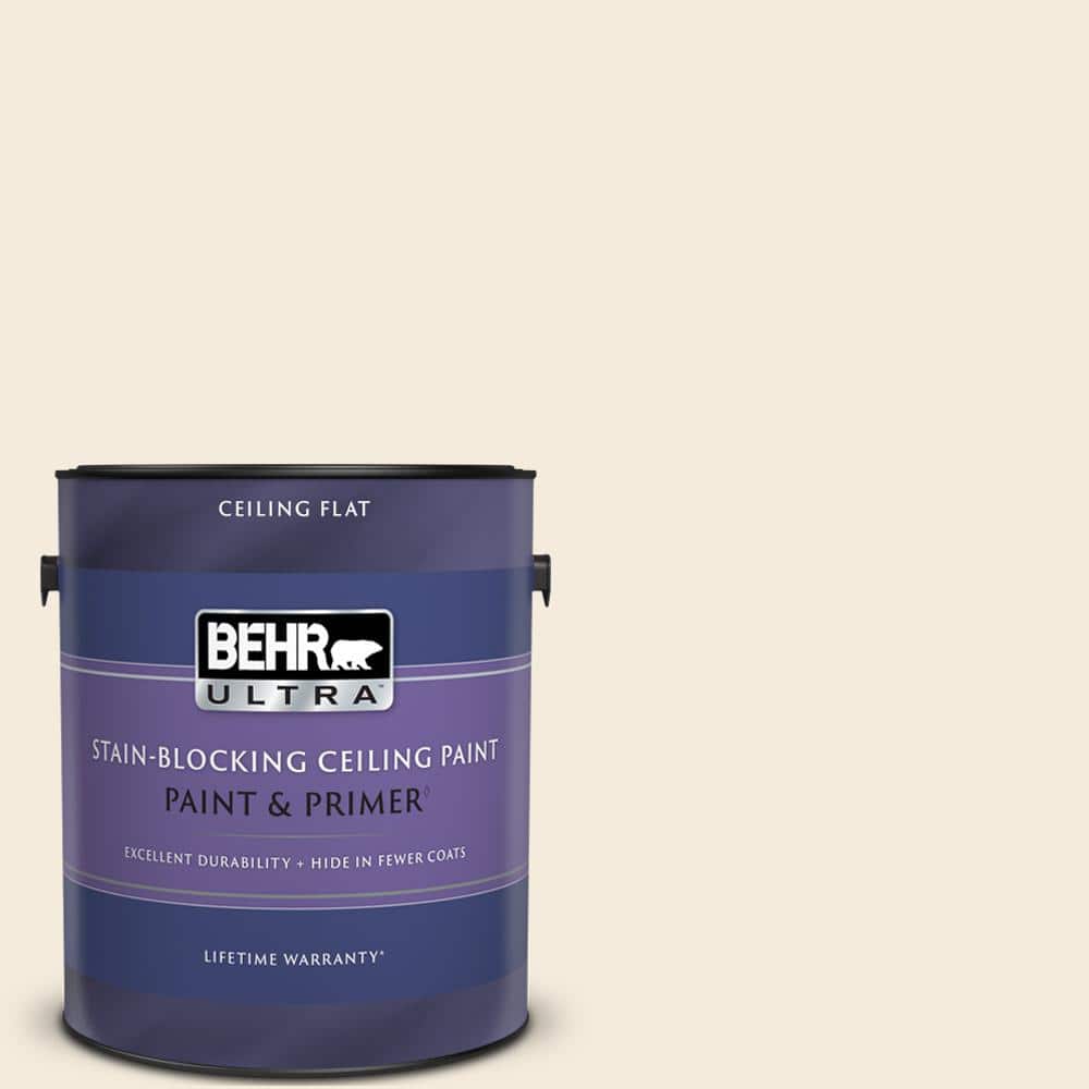 BEHR ULTRA 1 gal. PPU510 Heavy Cream Ceiling Flat Interior Paint