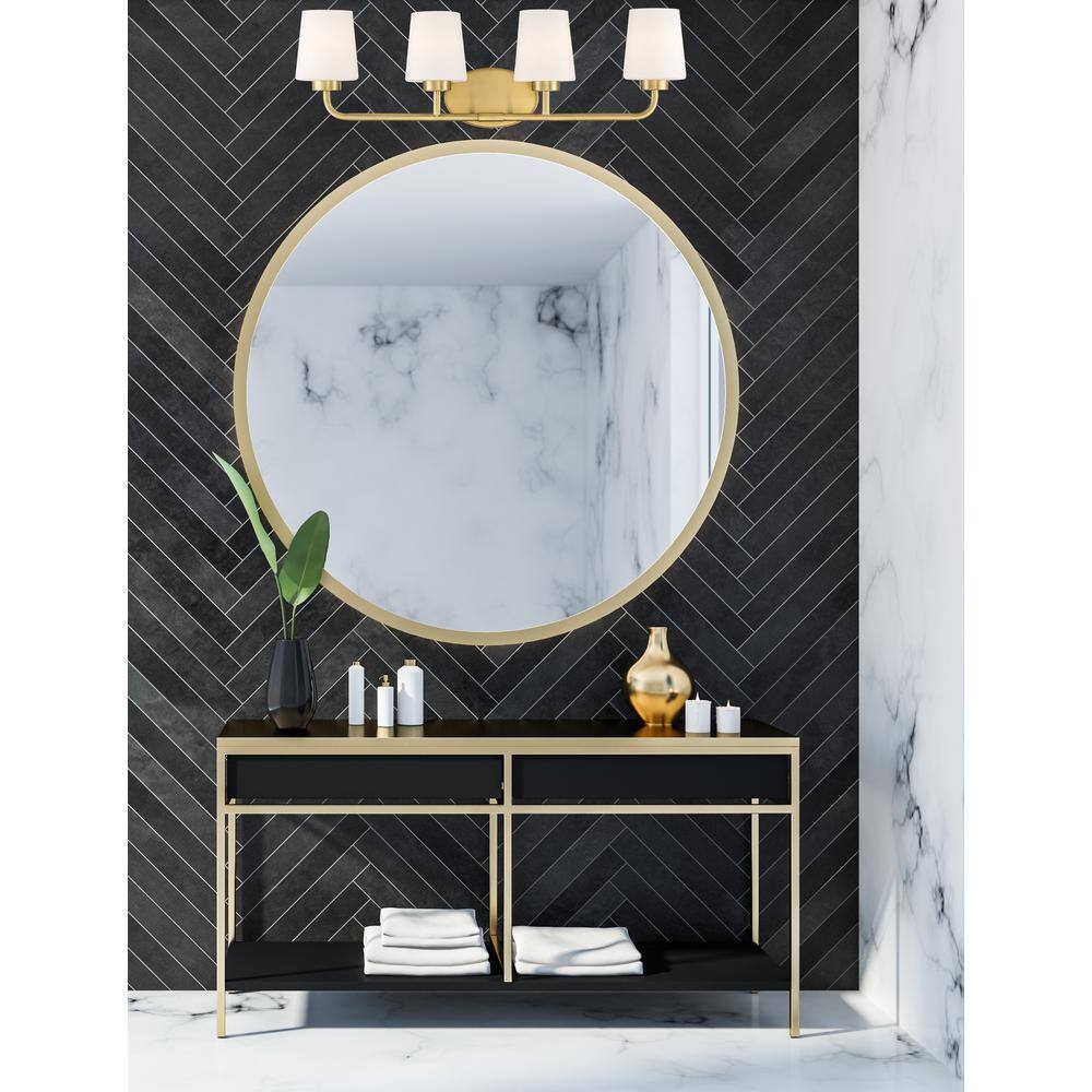 Capra Warm Brass 4-Light Bath Vanity with White Opal Shades