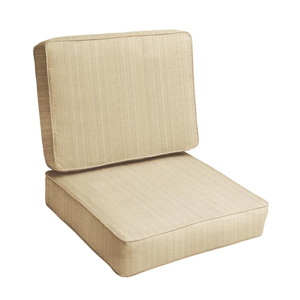 SORRA HOME 23.5 x 23 Deep Seating Outdoor Corded Cushion Set in Sunbrella Dupione Sand