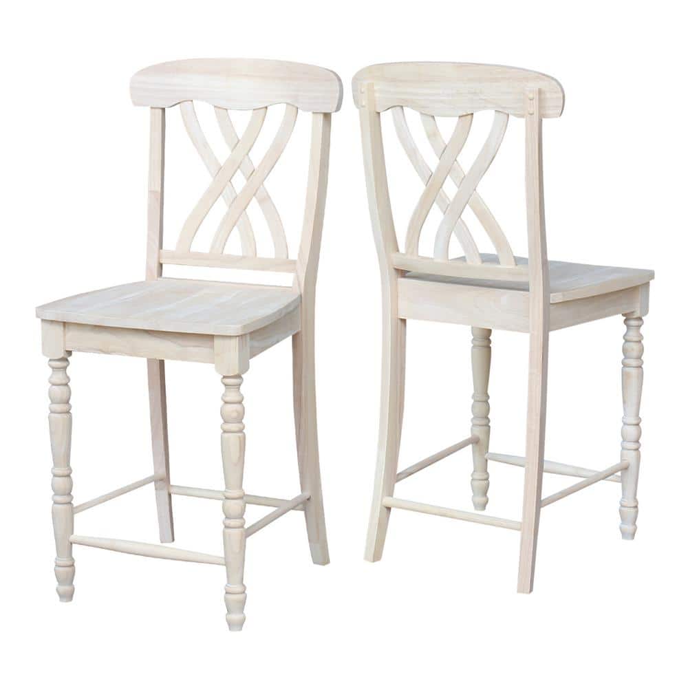 24" Unfinished Parawood Lattice Counter Height Barstool