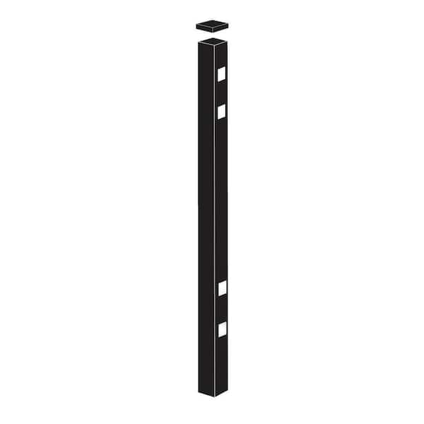 Barrette Outdoor Living 2 in. x 2 in. x 8-7/8 ft. Cascade Standard Black Aluminum Fence Gate Post