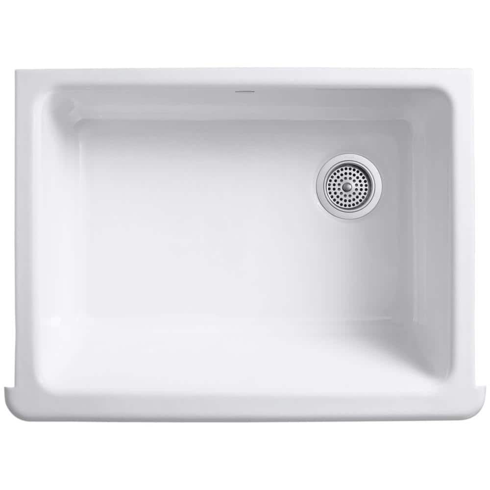 White 30-Inch Cast Iron Farmhouse Single Bowl Kitchen Sink