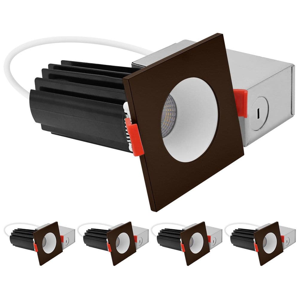 2 In. Integrated LED Recessed Canless Light with Square Bronze Interchangeable Trim 5CCT, 1000LM, 15W, Dimmable, 4 Pack price history on PriceWatchPro