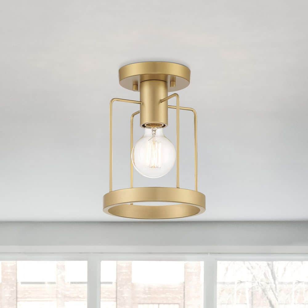 Tafo 7 in. 1-Light Golden Mist Transitional Entryway Semi-Flush Mount with No Bulb Included price history on PriceWatchPro