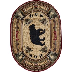 Nature Lodge Brown 5 ft. x 8ft. Oval Indoor Area Rug