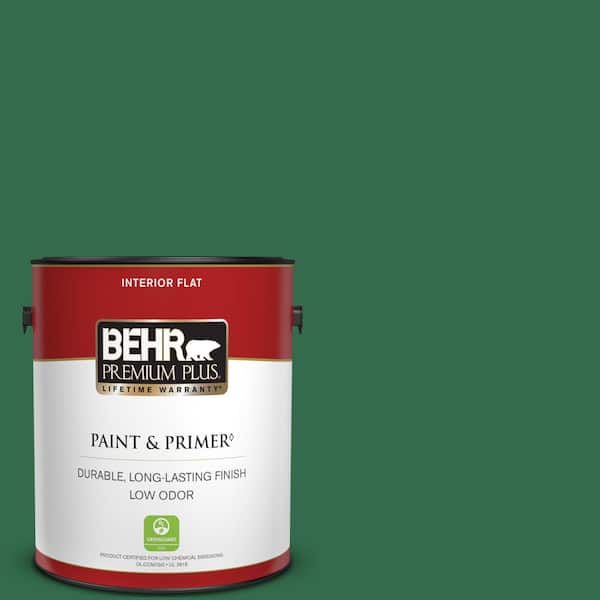 BEHR PREMIUM PLUS 1 gal. #S-H-460 Chopped Chive Flat Low Odor Interior Paint & Primer