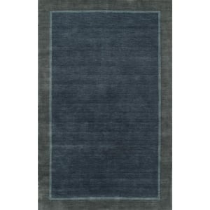 Beckton Blue 8 ft. x 10 ft. Solid 100% Wool Area Rug