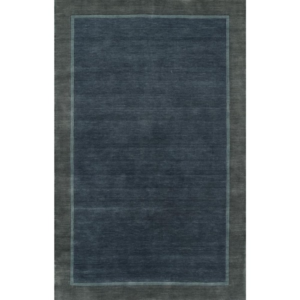 Momeni Beckton Blue 8 ft. x 10 ft. Solid 100% Wool Area Rug