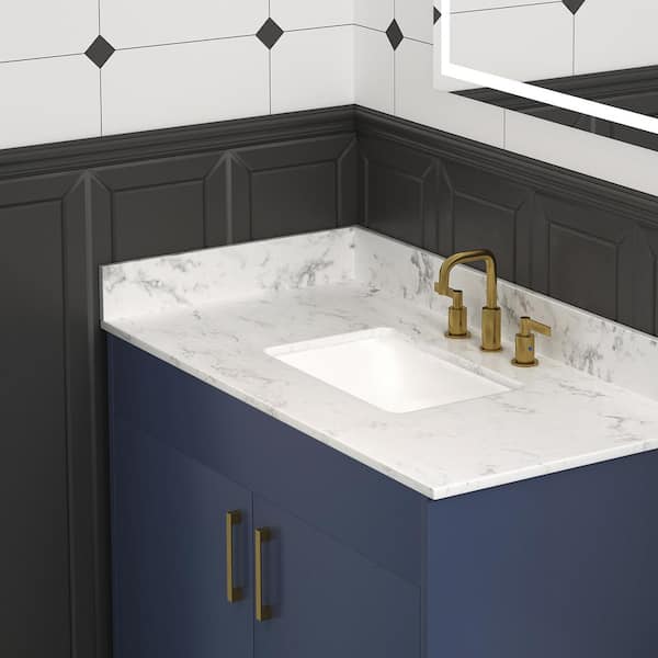 Scott Living 4-in H x 21-in L Engineered Carrara Bathroom Side Splash