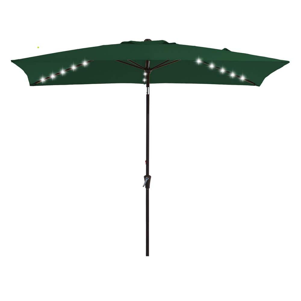 6.5 x 10 ft. Market Solar LED Lighted Tilt Patio Umbrella Rectangular Outdoor Umbrella in Dark Green price history on PriceWatchPro
