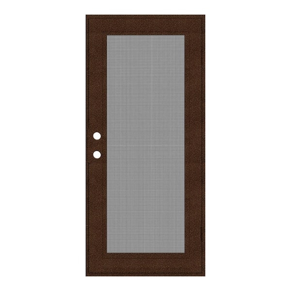 Unique Home Designs 36 in. x 80 in. Full View Copperclad Left-Hand Surface Mount Security Door with Meshtec Screen