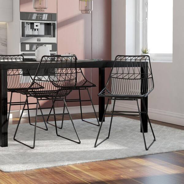 wire dining chairs black