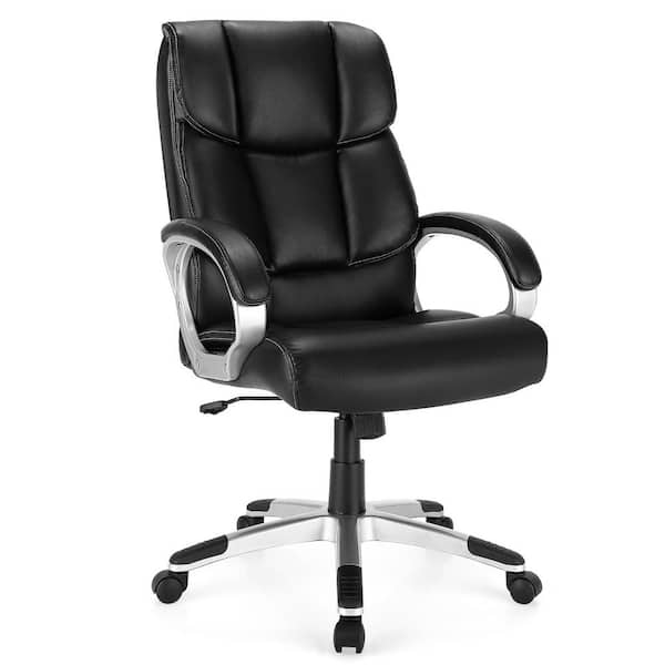 Costway Black Executive High Back Big and Tall Leather Adjustable Computer Desk Chair