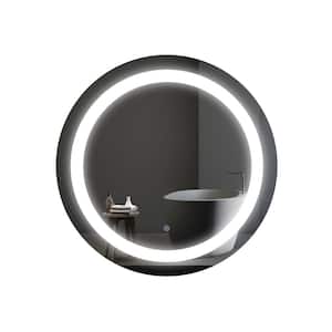 Yuris 30 in. W x 30 in. H Round Aluminum Frameless LED Light with Anti-Fog Wall Mount Bathroom Vanity Mirror