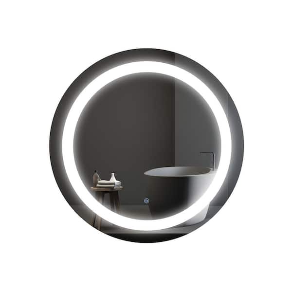 Modland Yuris 30 in. W x 30 in. H Round Aluminum Frameless LED Light with Anti-Fog Wall Mount Bathroom Vanity Mirror