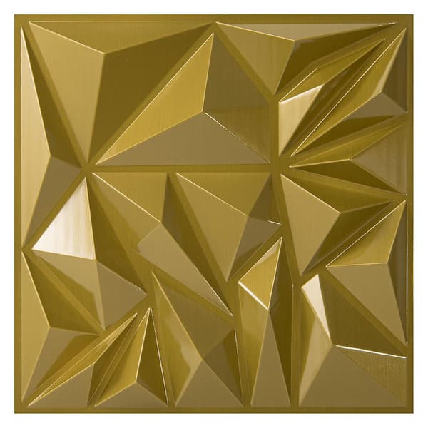 1/50 in. x 11.8 in. x 11.8 in. Gold Square Edge PVC Decorative Wall Paneling, Diamond Textured Wall Panels (33-Pack)