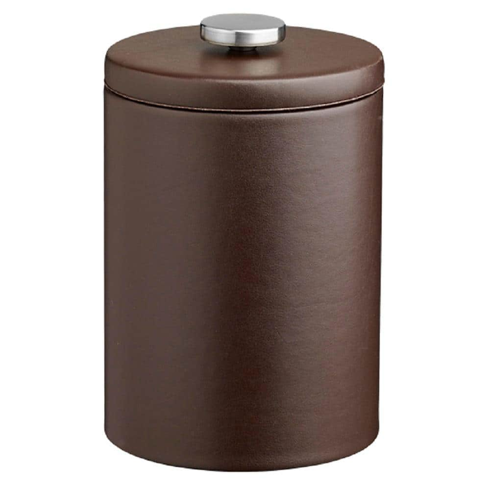 Kraftware Contempo 2 Qt. Brown Tall Ice Bucket with Domed Leatherette Lid