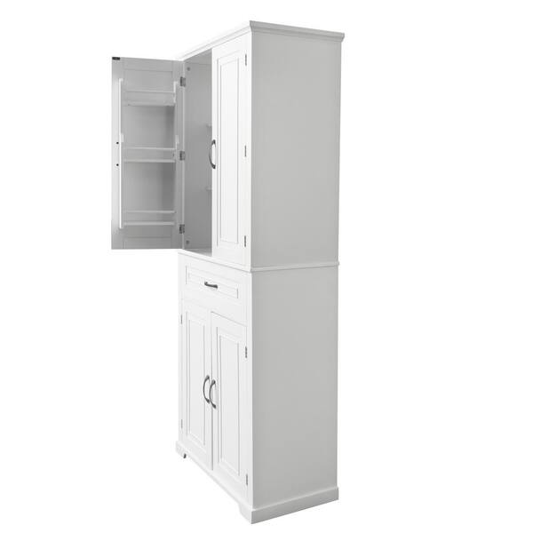 30 in. W x 16 in. D x 72 in. H White MDF Freestanding Linen