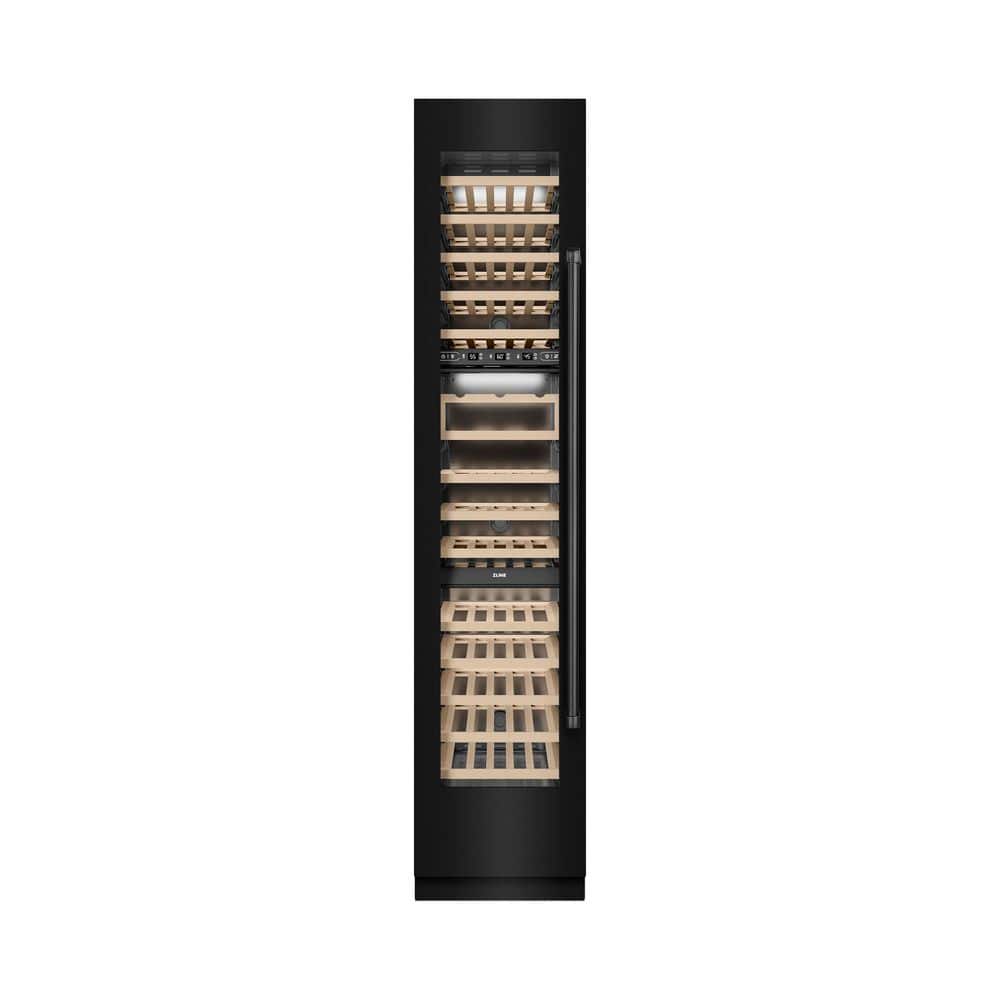 ZLINE Kitchen and Bath 18 in. 9.0 cu. ft. Triple Zone 68-Bottle Left Hinge Column Wine Cooler in Black Stainless Steel
