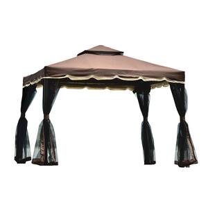 9.8 ft. x 8.8 ft. Brown Canopy Outdoor Patio Garden Gazebo Tent