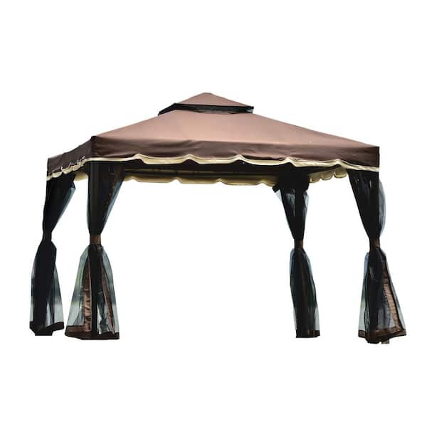 maocao hoom 9.8 ft. x 8.8 ft. Brown Canopy Outdoor Patio Garden Gazebo Tent