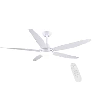 Modern Park 56 in. Indoor Integrated Dimmable LED Light kit White Ceiling Fan with DC Motor and Remote Control