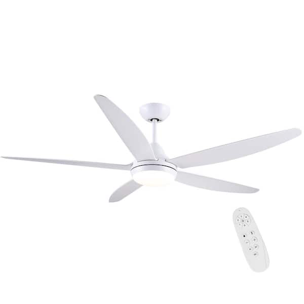 YUHAO Modern Park 56 in. Indoor Integrated Dimmable LED Light kit White Ceiling Fan with DC Motor and Remote Control
