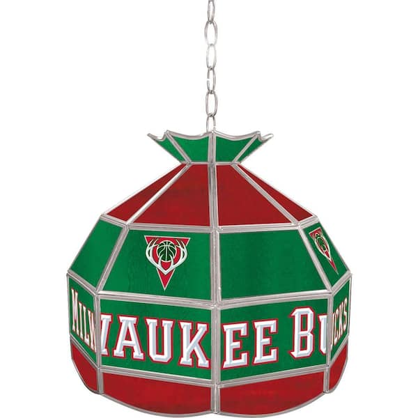 Trademark Milwaukee Bucks NBA 16 in. Nickel Hanging Tiffany Style Lamp