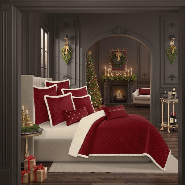Unbranded Cozy Crimson Polyester Full/Queen 3-Piece Quilt Set