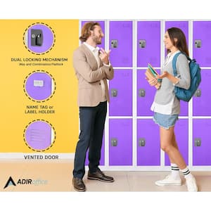 629-Series 72 in. H 3-Tier Steel Key Lock 3-Shelf Storage Locker Free Standing Cabinets in Purple (2-Pack)