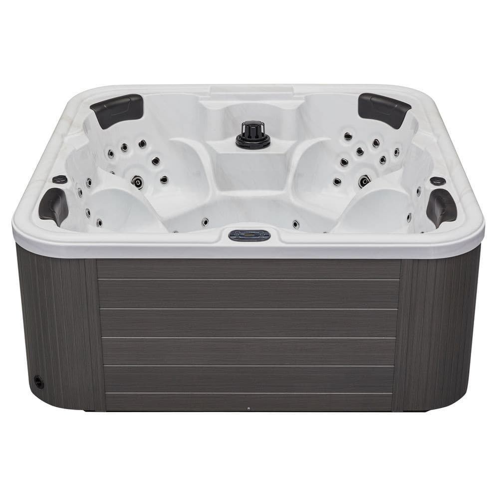 Gray Acrylic 6-Person Square Hot Tub with Ozonator