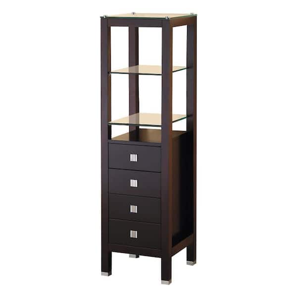 Virtu USA 16-1/4 in. W x 58-1/4 in. H x 16 in. D Bathroom Vanity Side Cabinet in Espresso