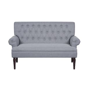 Maguire 31.1 in. Light Gray Linen 2-Seater Loveseat with Round Arms