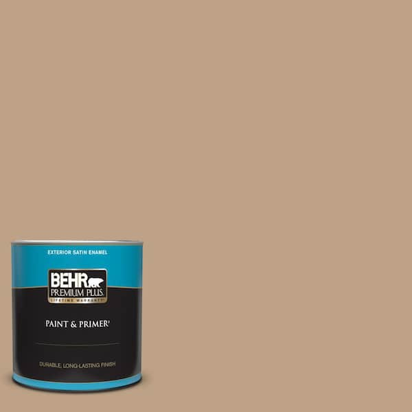 BEHR PREMIUM PLUS 1 qt. #PPU4-05 Basketry Satin Enamel Exterior Paint ...