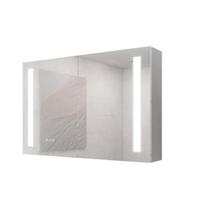 36 in. W x 24 in. H Rectangular Aluminum LED Dimmable Medicine Cabinet with Mirror and Defogger