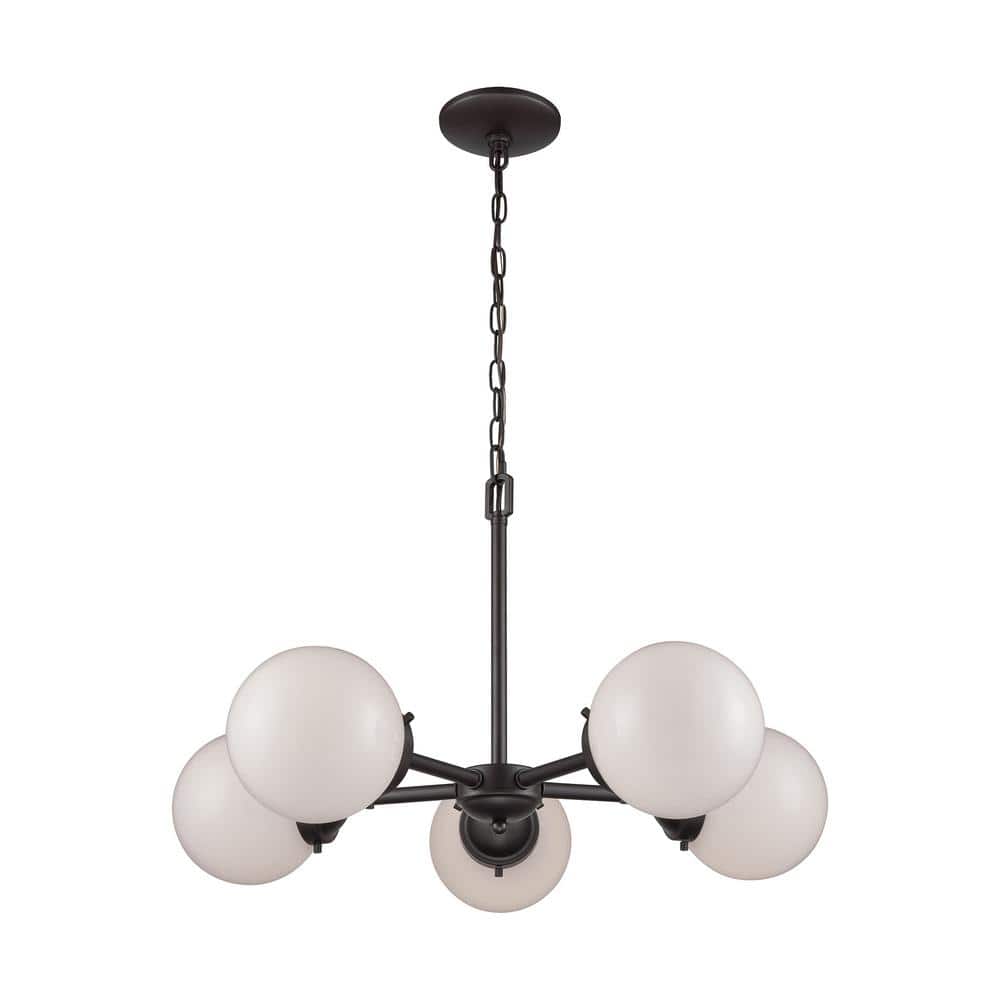 Beckett Oil Rubbed Bronze 5-Light Chandelier with Frosted Glass Shades