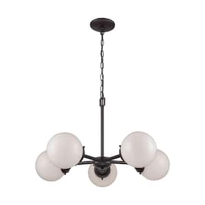 Beckett 5-Light Oil Rubbed Bronze Chandelier With Opal White Glass Shades