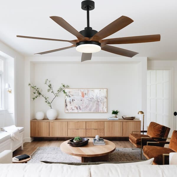 Olyvea Indoor 60 in. Black Standard Modern Ceiling Fan with Light and Remote, Farmhouse Reversible Ceiling Fan